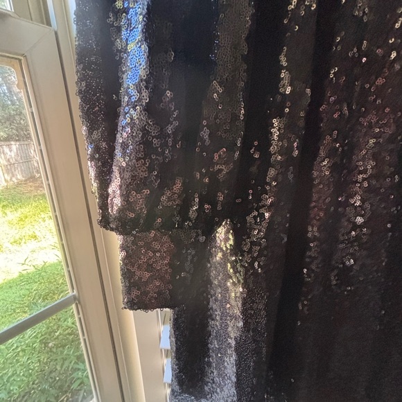 Eloquii Black Sequin Dress with White Lace Collar - Picture 2 of 5